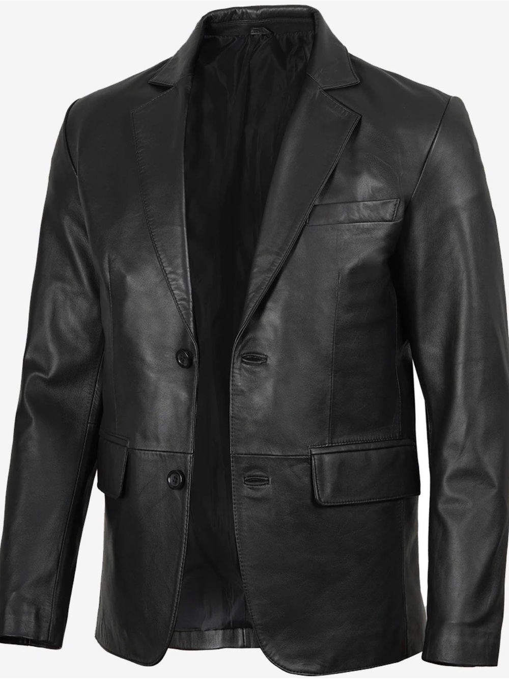 The Samuel — Men's Black Two-Button Genuine Leather Blazer NWT